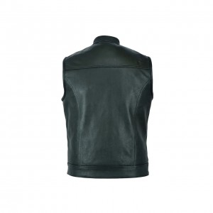 Leatherick SOA Black Honeycomb Stitch Leather Vest