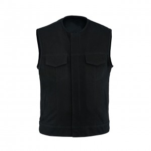 Leatherick SOA Black Honeycomb Stitch Leather Vest