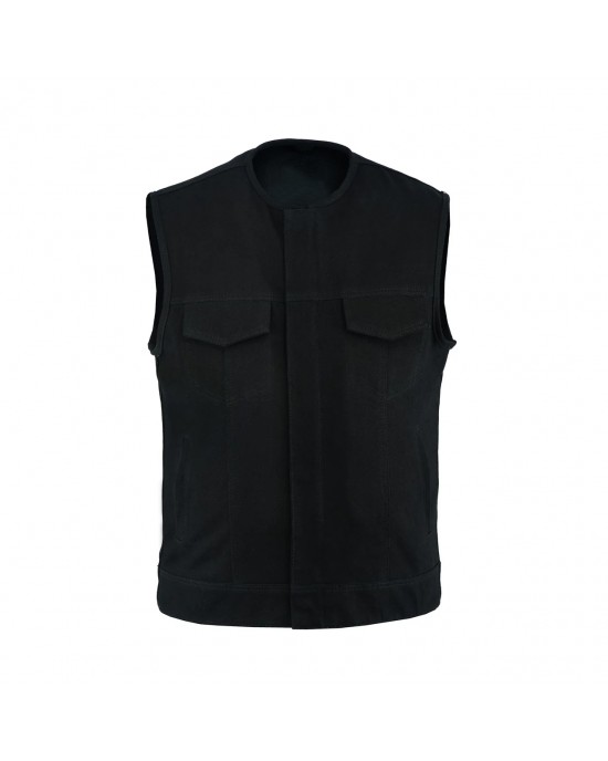 Leatherick SOA Black Honeycomb Stitch Leather Vest