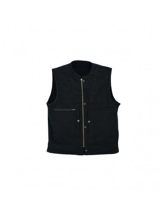 Leatherick SOA Black Honeycomb Stitch Leather Vest