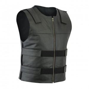 Leatherick SOA Black Honeycomb Stitch Leather Vest