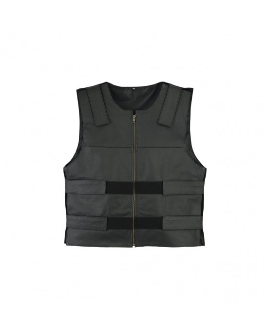 Leatherick SOA Black Honeycomb Stitch Leather Vest