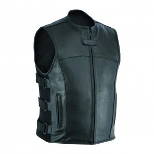 Leatherick SOA Black Honeycomb Stitch Leather Vest