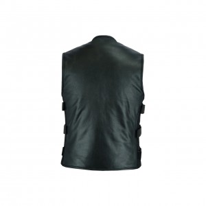Leatherick SOA Black Honeycomb Stitch Leather Vest
