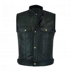 Leatherick SOA Black Honeycomb Stitch Leather Vest