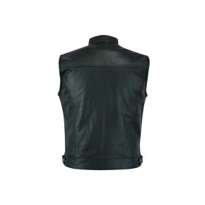 Leatherick SOA Black Honeycomb Stitch Leather Vest