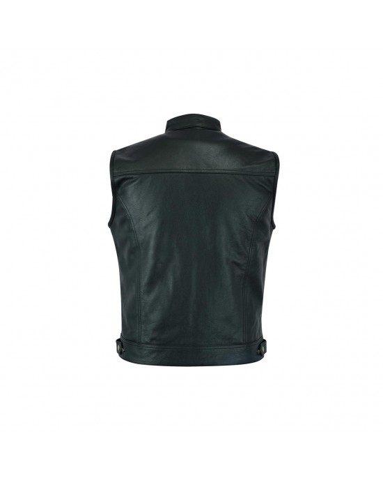 Leatherick SOA Black Honeycomb Stitch Leather Vest