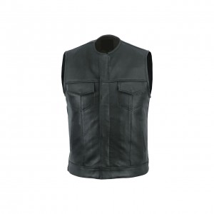 Leatherick SOA Black Honeycomb Stitch Leather Vest