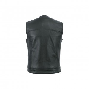Leatherick SOA Black Honeycomb Stitch Leather Vest