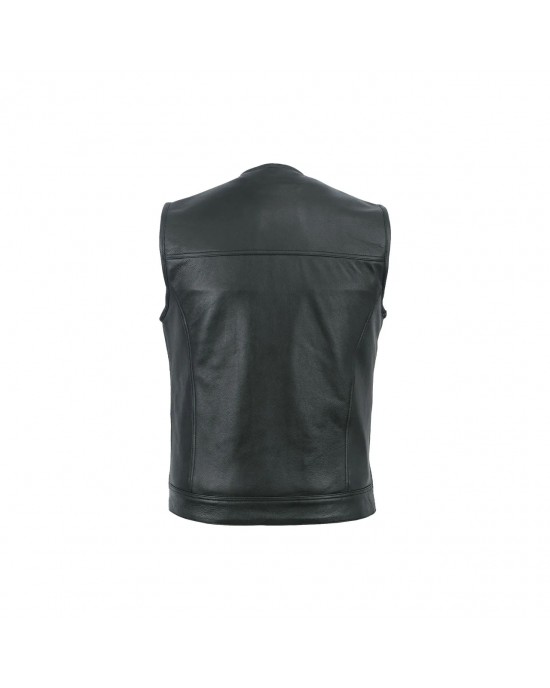 Leatherick SOA Black Honeycomb Stitch Leather Vest