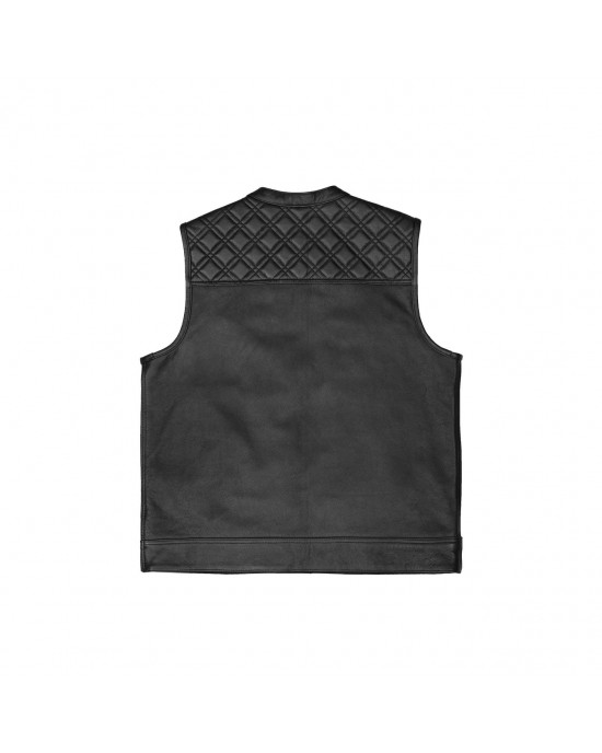 Leatherick SOA Black Honeycomb Stitch Leather Vest