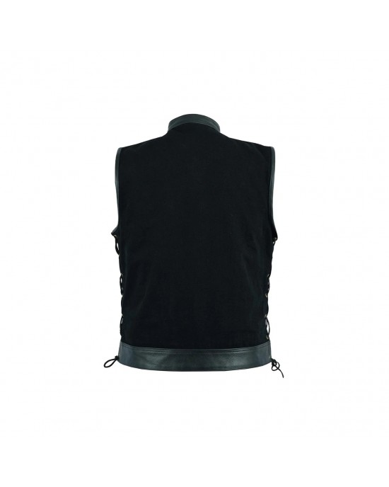Leatherick SOA Black Honeycomb Stitch Leather Vest
