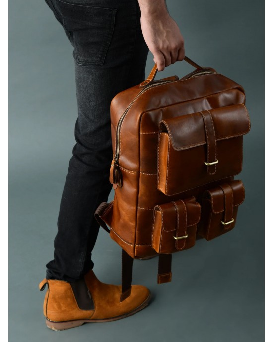 Tan Portland Laptop Backpack