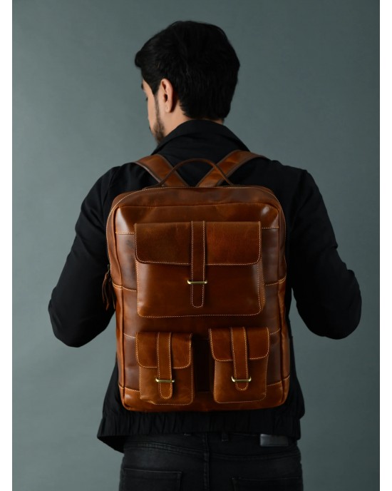 Tan Portland Laptop Backpack