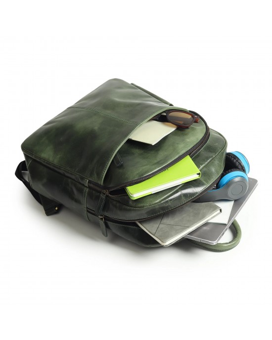 Luxury Italian Leather Backpack, Green