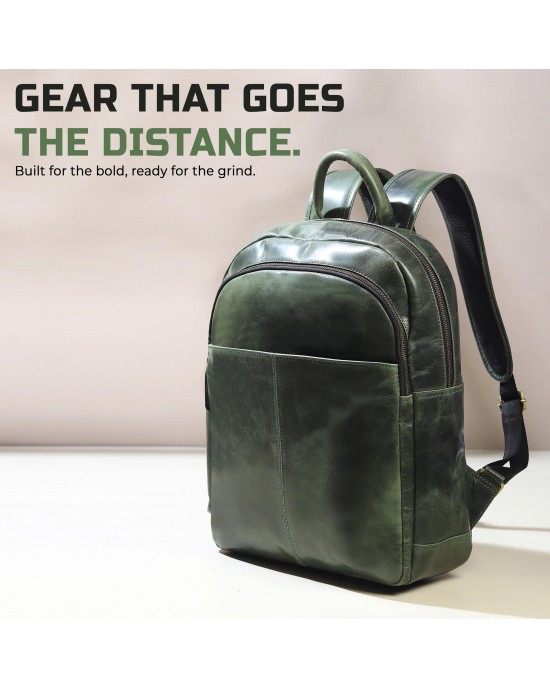 Luxury Italian Leather Backpack, Green