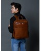 Luxury Italian Leather Backpack, Tan