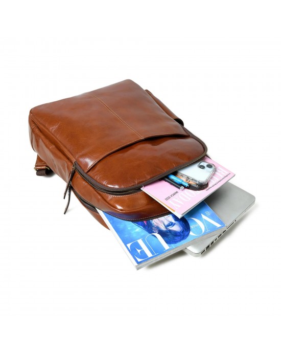 Luxury Italian Leather Backpack, Tan