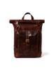 Brown Saddleback Backpack- Roll Top
