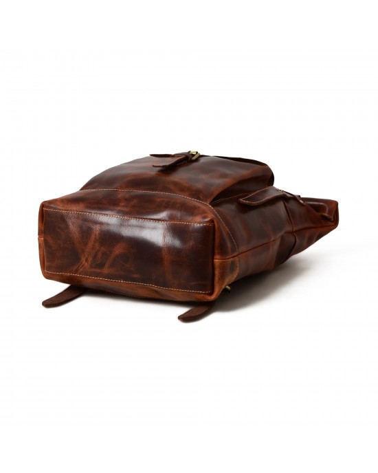 Brown Saddleback Backpack- Roll Top