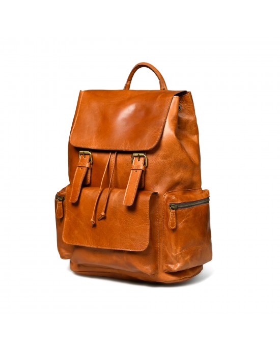 Vortex Leather Backpack: Tan Brown