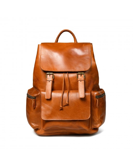 Vortex Leather Backpack: Tan Brown