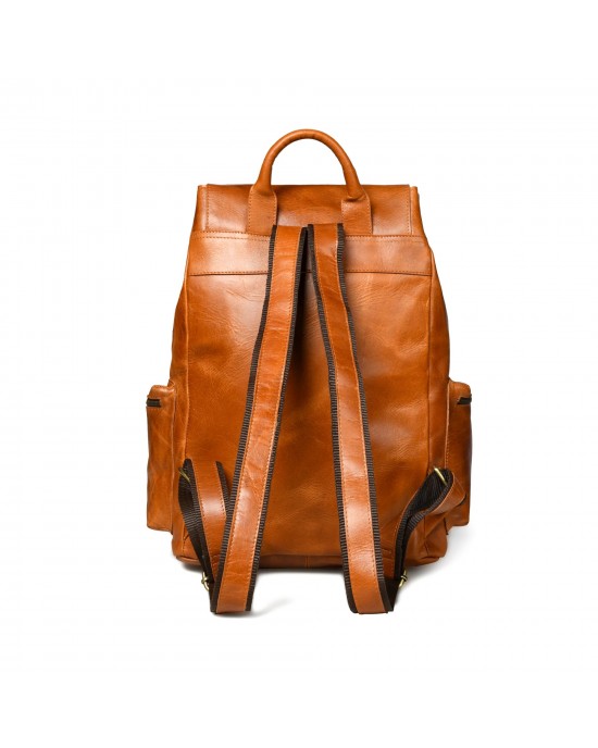 Vortex Leather Backpack: Tan Brown