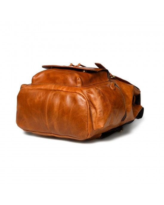 Vortex Leather Backpack: Tan Brown