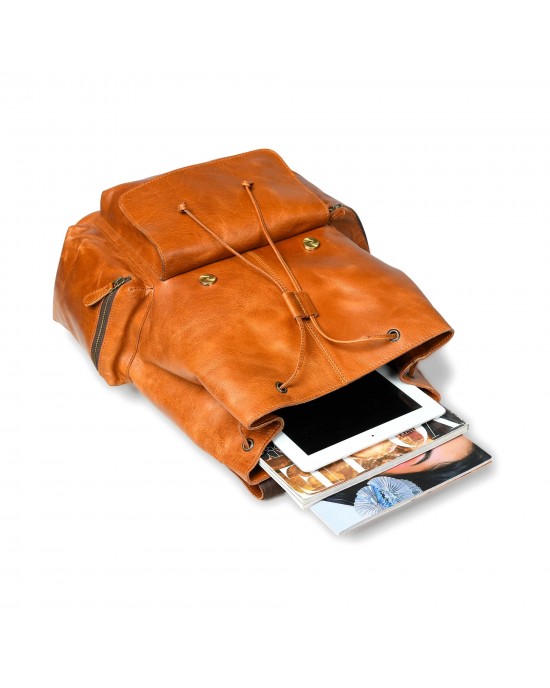 Vortex Leather Backpack: Tan Brown