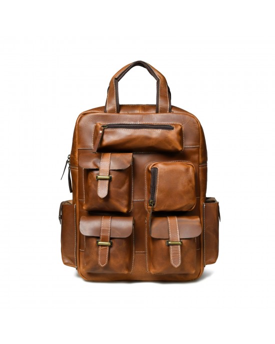 The Adventurer 7 Pockets Backpack- Brown