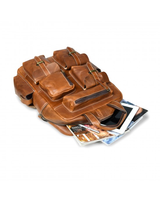 The Adventurer 7 Pockets Backpack- Brown
