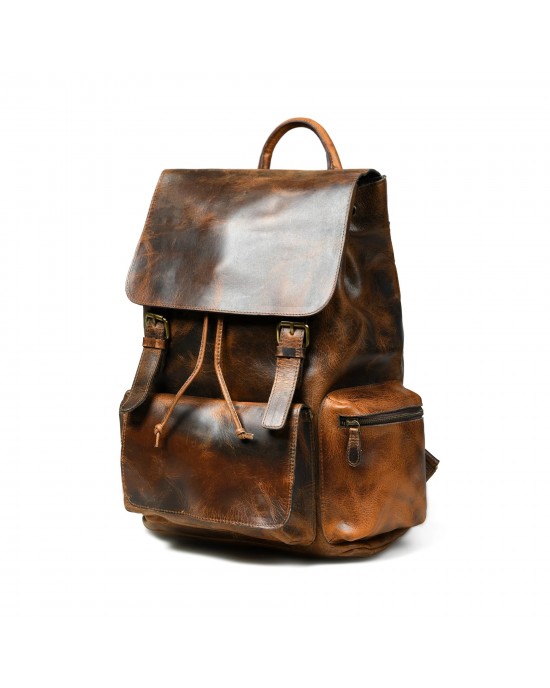 Vortex Leather Backpack: Burnt Brown