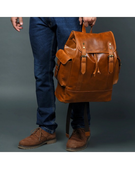 Earthen Leather Laptop Backpack
