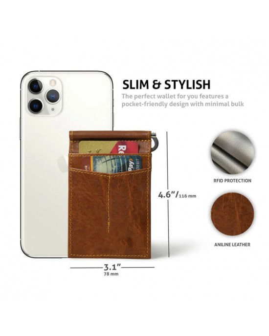 Finley Money Clipper- Tan Brown