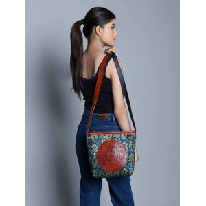 Heritage Ajrakh Leather Tote Bag