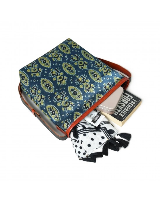 Heritage Ajrakh Leather Tote Bag