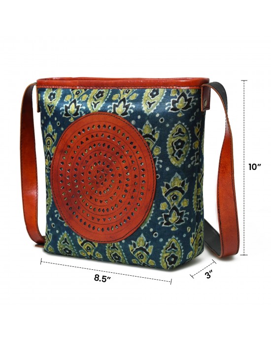 Heritage Ajrakh Leather Tote Bag