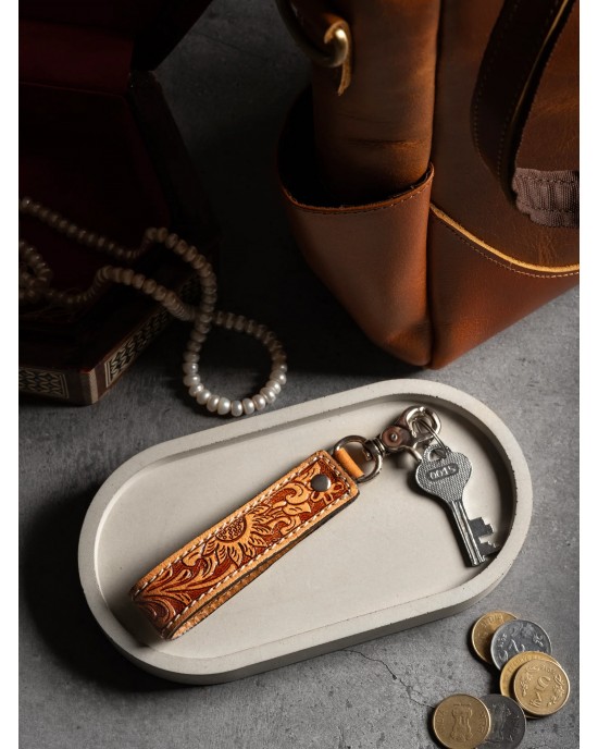 Designer Loop Leather Keychain