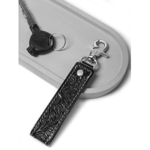Designer Loop Leather Keychain - Black