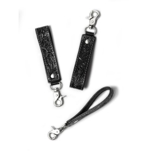 Designer Loop Leather Keychain - Black