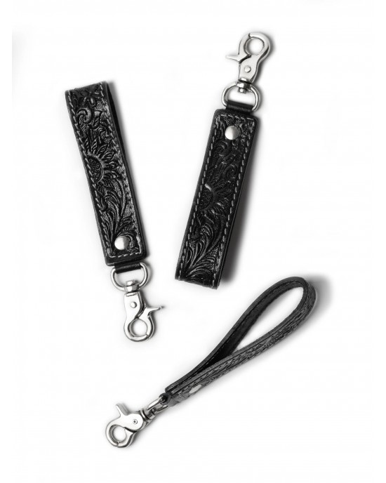 Designer Loop Leather Keychain - Black