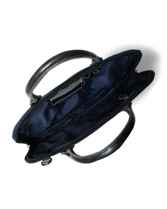 Modernist Leather Laptop Bag - Dark Blue