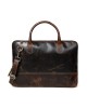 Modernist Leather Laptop Bag-Dark Brown