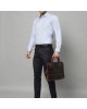 Modernist Leather Laptop Bag-Dark Brown