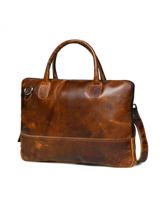 Modernist Leather Laptop Bag- Brown