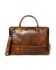 Modernist Leather Laptop Bag- Brown