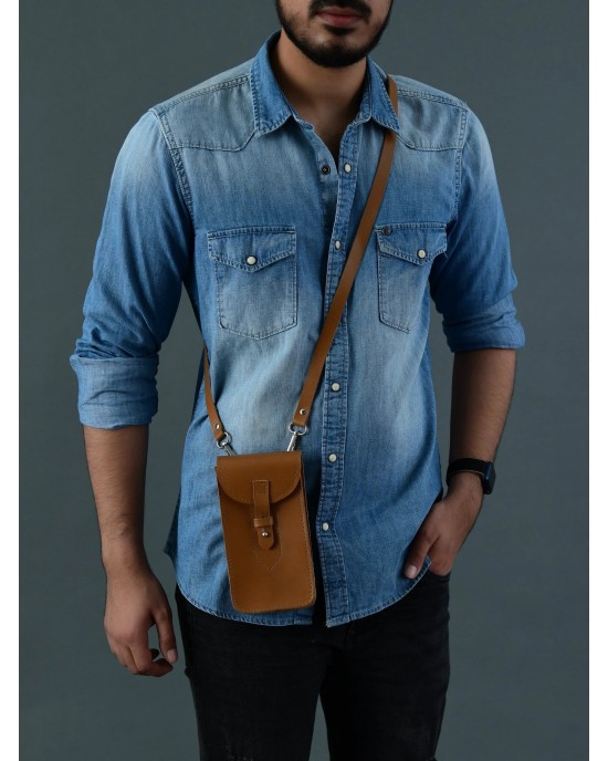 Cocoa Brown Mobile Case With Strap