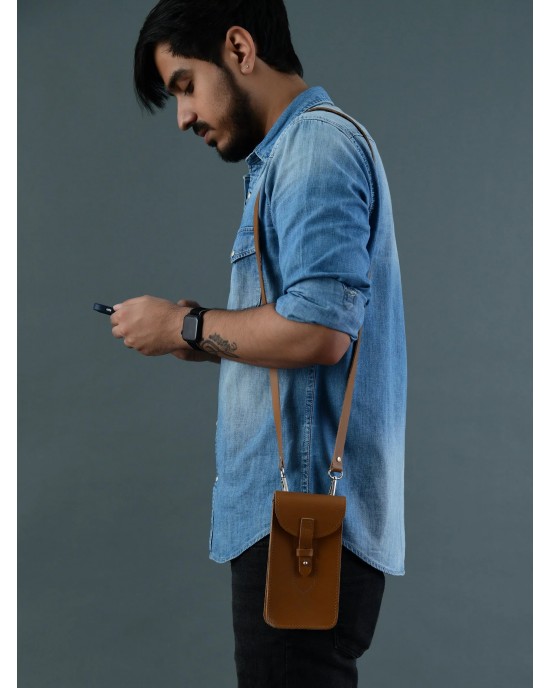 Cocoa Brown Mobile Case With Strap
