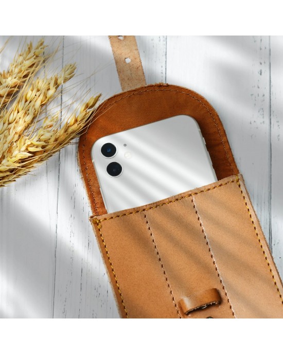 Cocoa Brown Mobile Case With Strap