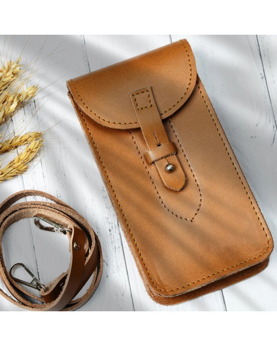 Cocoa Brown Mobile Case With Strap